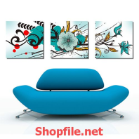 tranh treo tường bông hoa màu xanh lam