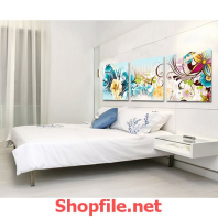 bức họa vẽ bông hoa màu xanh