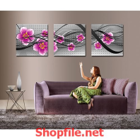 tranh trang trí bông hoa 5 cánh màu tím