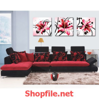 tranh trang trí bông hoa ly màu hồng