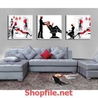 tranh trang trí người cắt tóc nữ