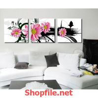 tranh trang trí bông hoa cúc tím