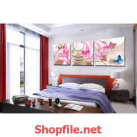 tranh trang trí bông hoa ly màu hồng nhạt