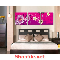 tranh trang trí bông hoa đẹp nền hồng