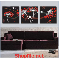 tranh trang trí cây hoa dại chấm bi