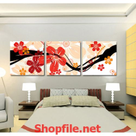 tranh trang trí những hoa màu đỏ rực