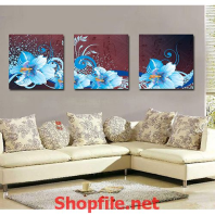 tranh trang trí bông hoa xanh dương