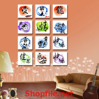 tranh trang trí phòng chữ thư pháp ấn tượng