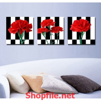 bông hoa giấy trên nền caro