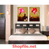 tranh trang trí phòng khách bông hoa đơn sắc