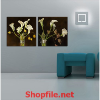 tranh trang trí phòng khách lọ hoa ly