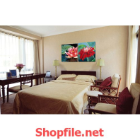 tranh trang trí phòng khách bông hoa sen