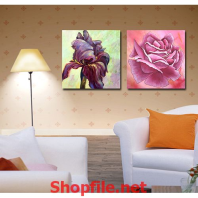 tranh trang trí phòng khách hoa hồng đen