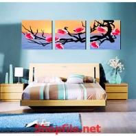 tranh vẽ cành hoa đào đẹp