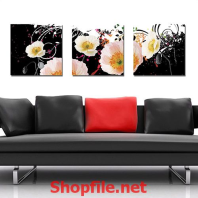 tranh dán tường bông hoa màu trắng