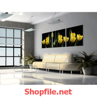 tranh treo tường bông hoa ly màu vàng