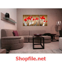 tranh treo tường bông hoa màu đỏ đẹp
