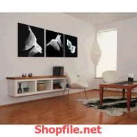 tranh treo tường bông hoa ly trắng đen