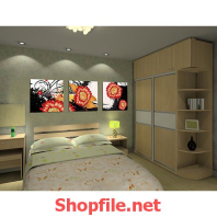 bông hoa cúc đỏ tranh treo tường