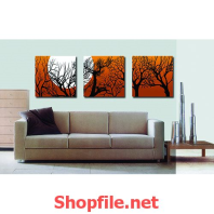 tranh treo tường mặt trăng và cái cây khô