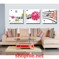 tranh treo tường bông hoa hồng và nốt nhạc