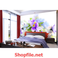 giấy dán tường hoa lan tím