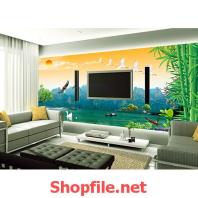 giấy dán tường đàn cò