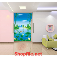 đầm sen giấy dán tường