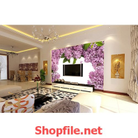 vòng hoa tím giấy dán tường