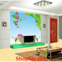 bông hoa tím giấy dán tường