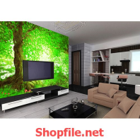 cái cây xanh giấy dán tường