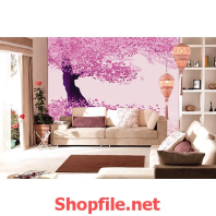 cây lá hồng giấy dán tường