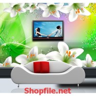 bông hoa ly trắng giấy dán tường