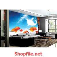 chiếu lá vàng giấy dán tường