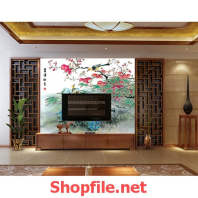 hoa đào giấy dán tường