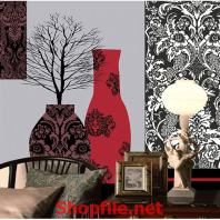 bình hoa giấy dán tường