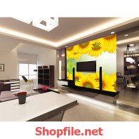 hoa cúc quỳ giấy dán tường