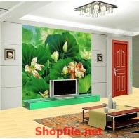 đầm sen giấy dán tường