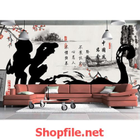 chữ thư pháp giấy dán tường