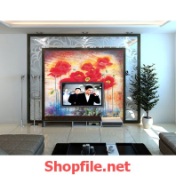 vườn hoa hồng đỏ giấy dán tường