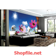 bông hoa đón nắng giấy dán tường