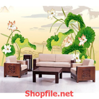 đầm sen giấy dán tường