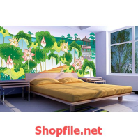 giấy dán tường đầm sen