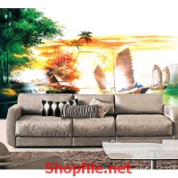 con thuyền ngoài khơi giấy dán tường