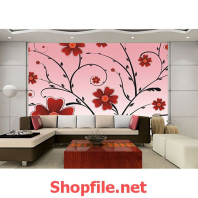 cành hoa 5 cánh tranh dán tường