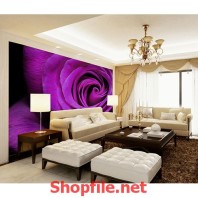 tranh dán tường hoa hồng tím