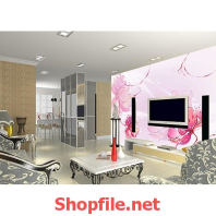 tranh dán tường hoa màu hồng