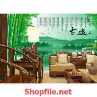 ao sen và lũy tre tranh dán tường