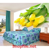 tranh dán tường bó hoa lưu ly