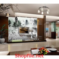 đàn cò bay tranh dán tường